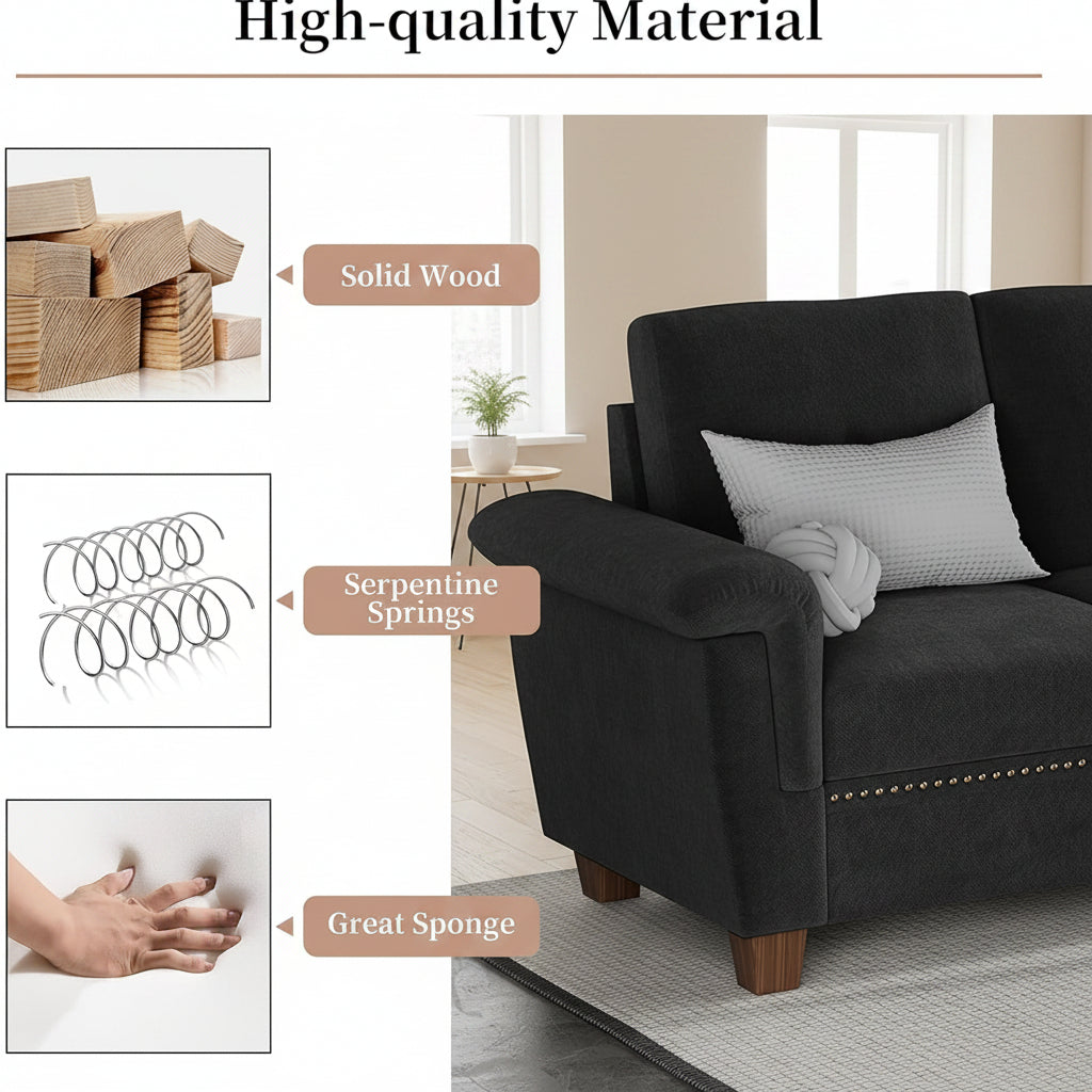 Modern L-Shaped 4-Seat Sectional Sofa With Large Storage Ottoman by Walsunny