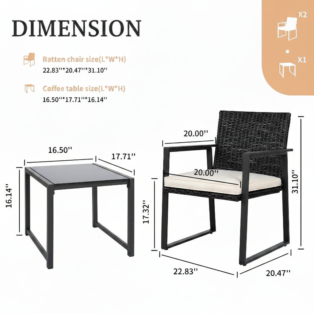 Outdoor Wicker Bistro Set Two Chairs Outdoor Patio Table