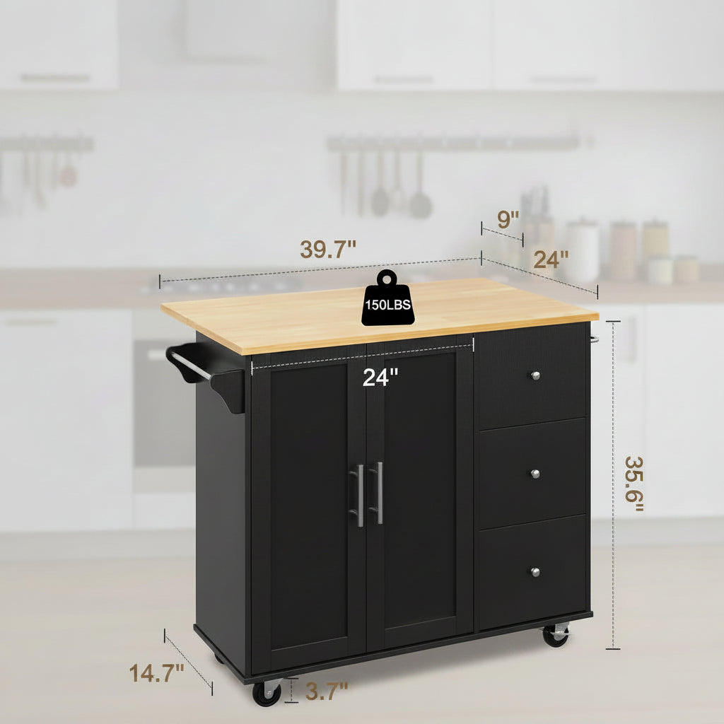 Rolling Kitchen Island Table Storage Mobile Kitchen Cabinet