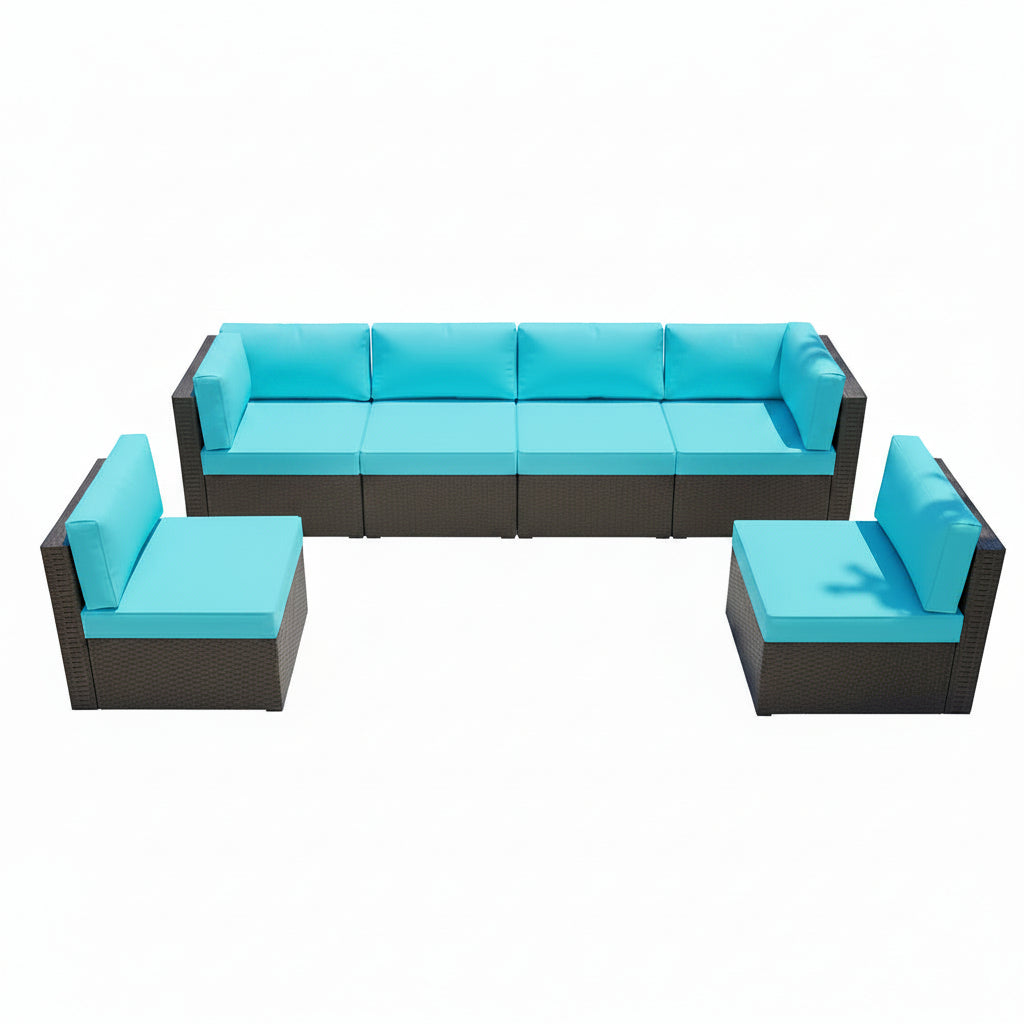 Outdoor PE Wicker Sectional Sofa Set Seven Piece Patio