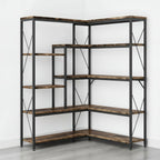 L Shaped Corner Bookshelf Five Tier Storage Display Rack