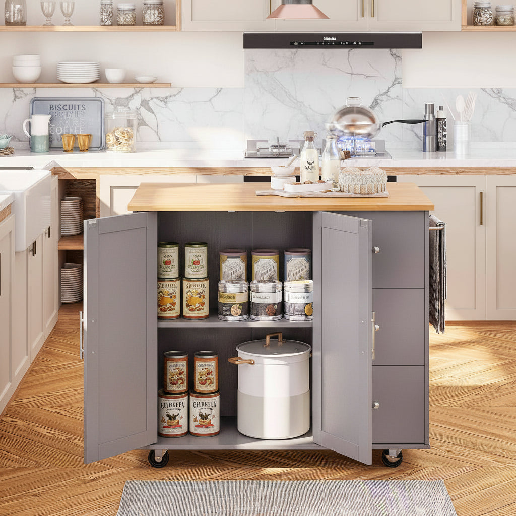 Rolling Kitchen Island Table Storage Mobile Kitchen Cabinet