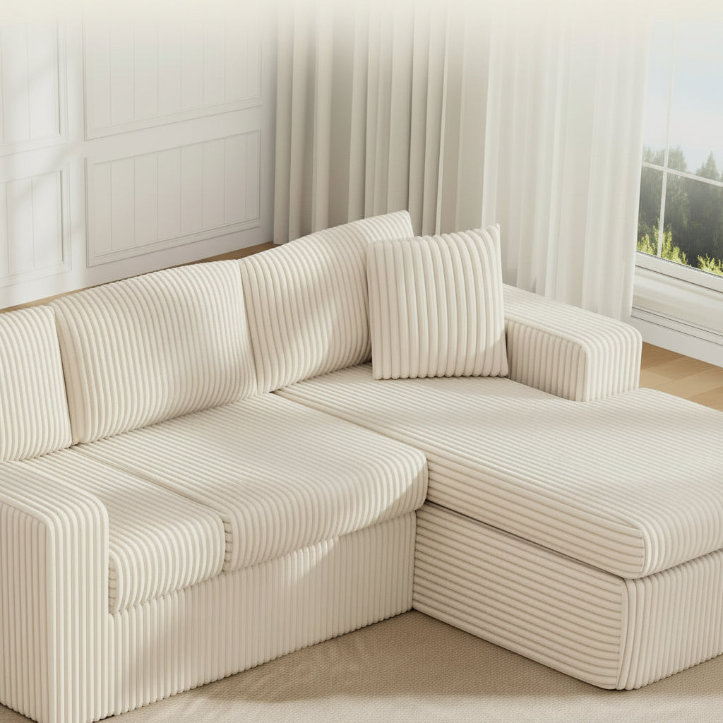Cloud Modular Sectional Sofa L Shaped Corduroy Deep Seat