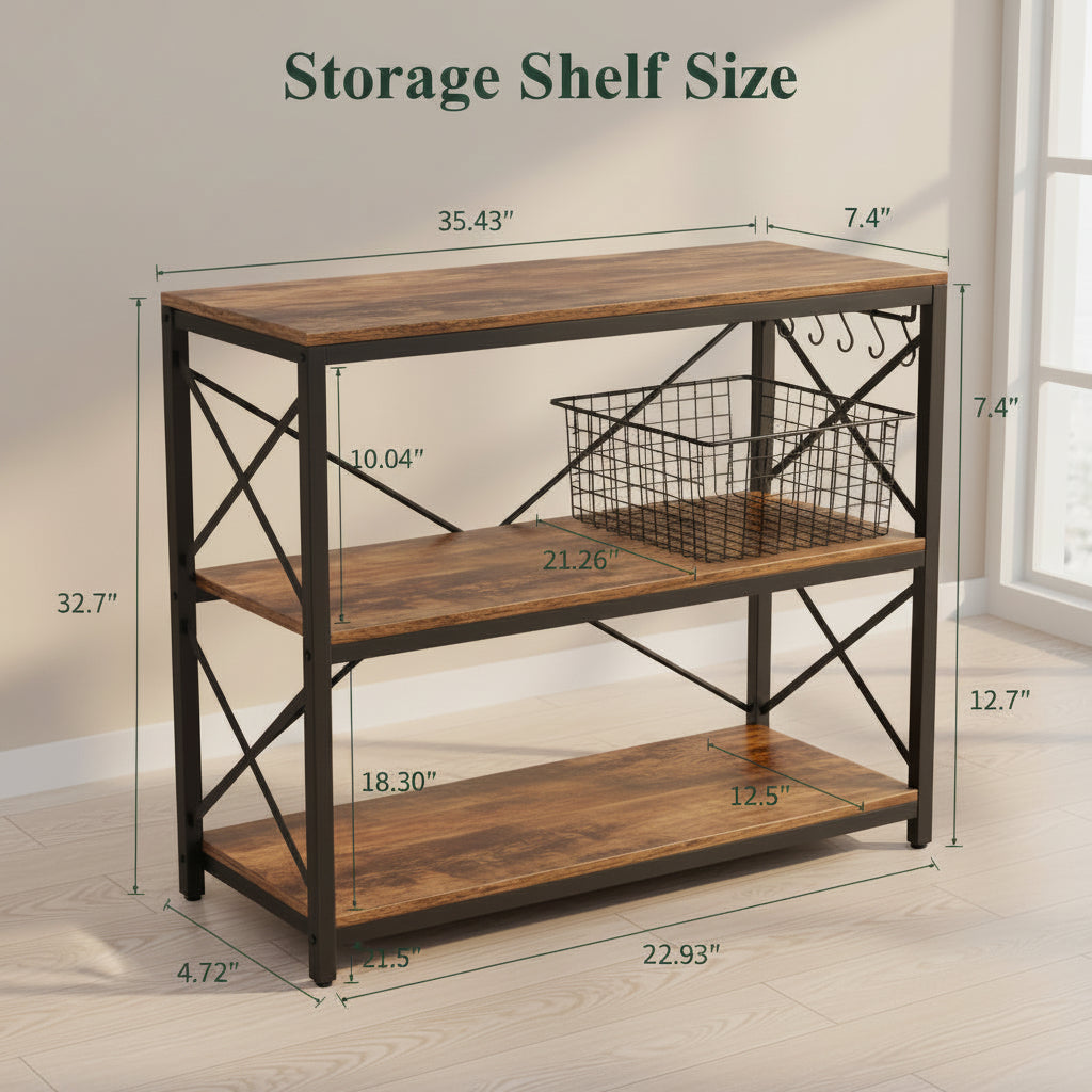 Kitchen Bakers Rack Coffee Bar Microwave Stand Storage Rack