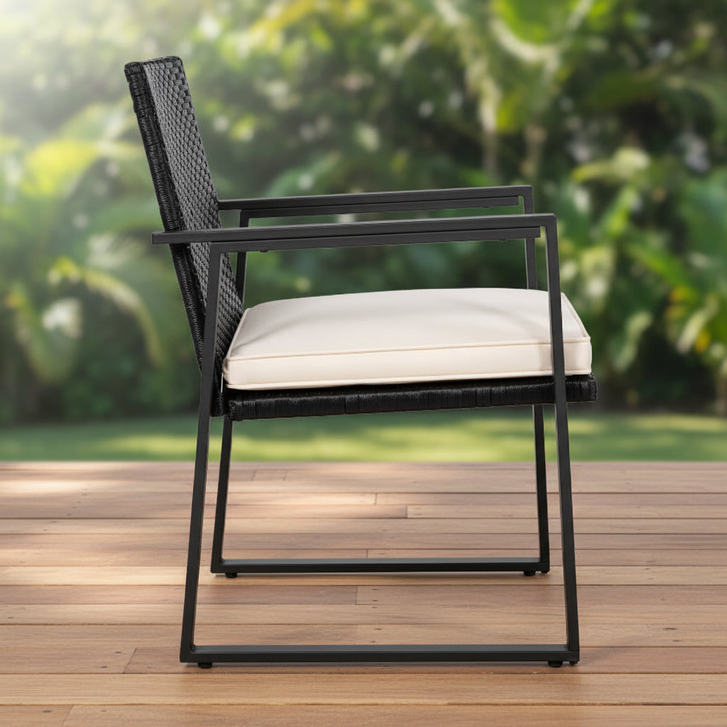 Outdoor Wicker Bistro Set with 2 Chairs & Table