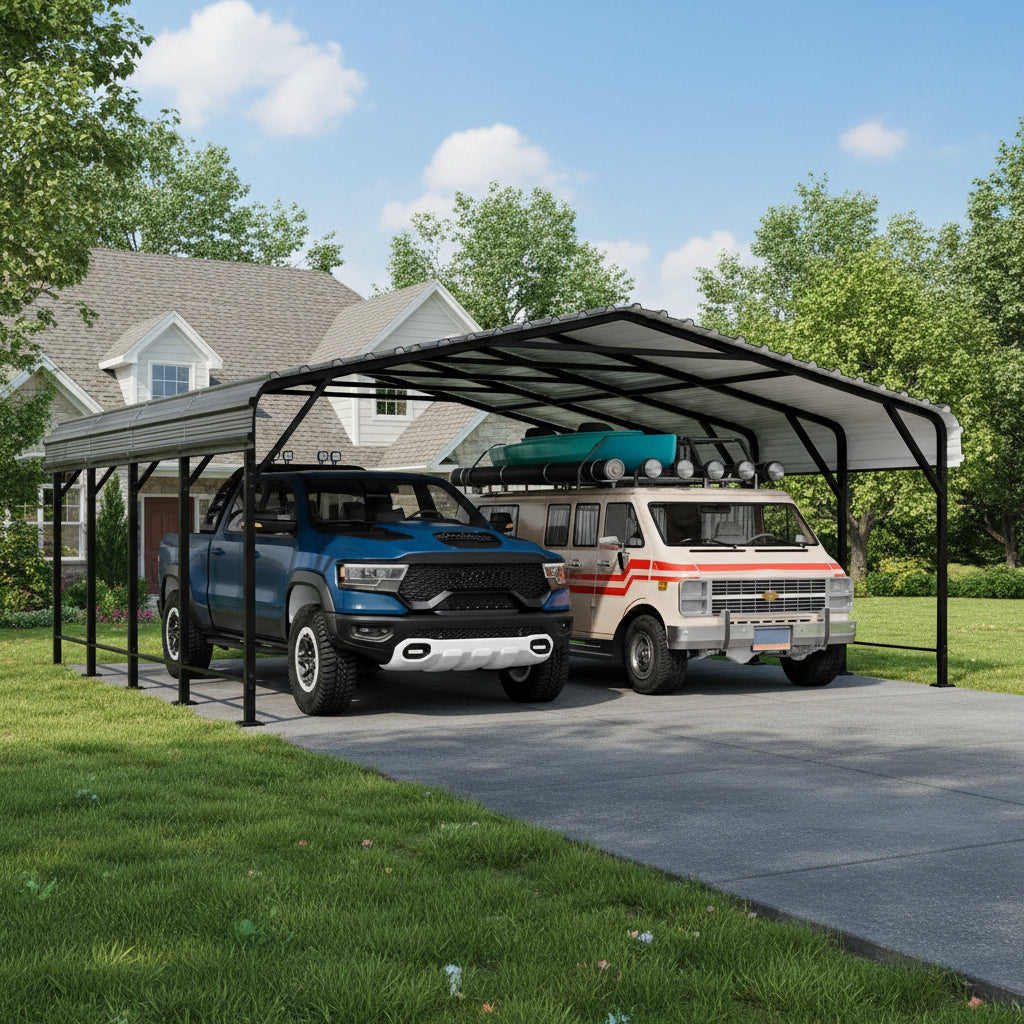 10x20 FT Outdoor Portable Garage Carport Canopy with Heavy-Duty Frame