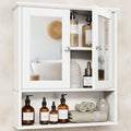 Bathroom Medicine Cabinet with Mirror, 2 Doors and 3 Open Storage Shelves