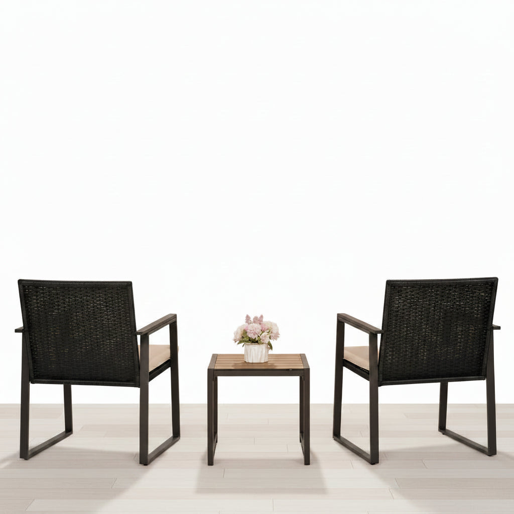 Outdoor Wicker Bistro Set Two Chairs Outdoor Patio Table