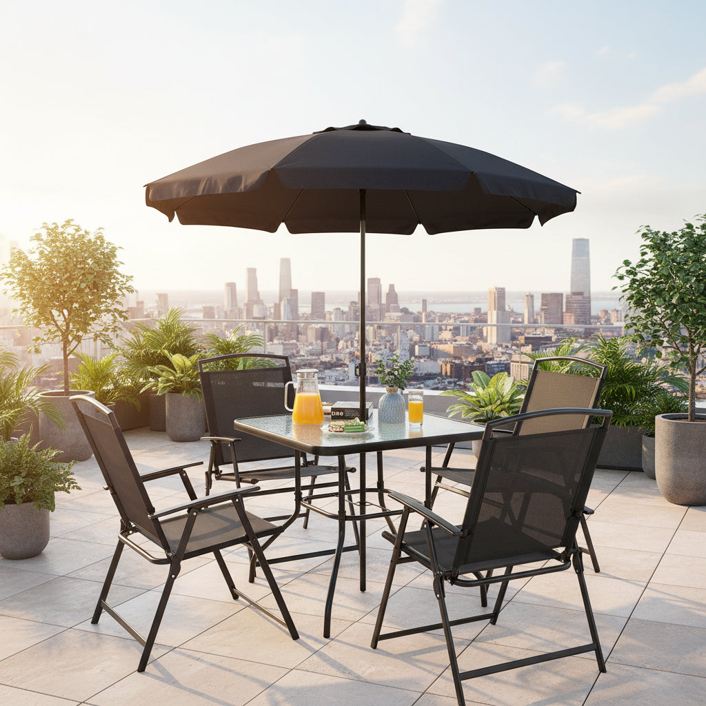 6-Piece Outdoor Folding Dining Set with Umbrella