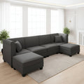 U Shaped Convertible Sectional Sofa Six Seat Living Room