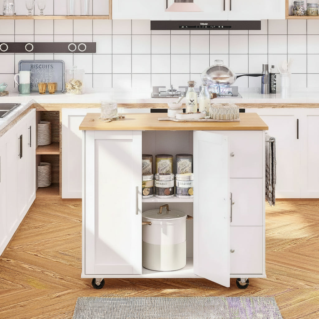 Rolling Kitchen Island Table Storage Mobile Kitchen Cabinet