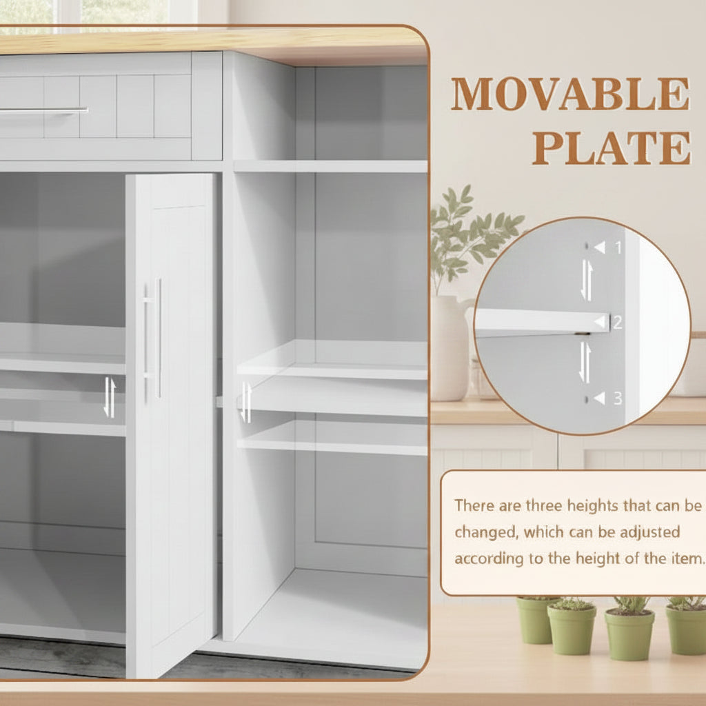 Kitchen Island Cart Solid Wood Top Forty Two Inch Storage
