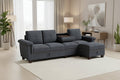 L Shaped Four Seat Sectional Sofa Storage Ottoman Couch