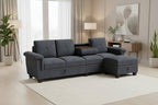 L Shaped Four Seat Sectional Sofa Storage Ottoman Couch