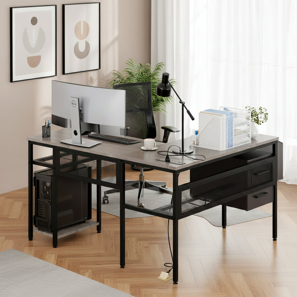 L Shaped Gaming Desk Home Office Fifty Inch Computer Table