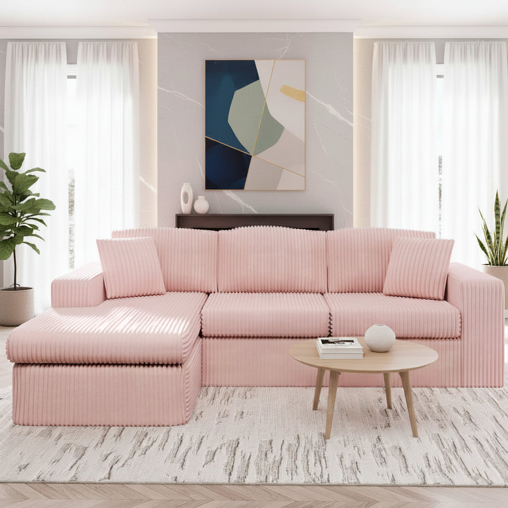 Cloud Modular Sectional Sofa L Shaped Corduroy Deep Seat