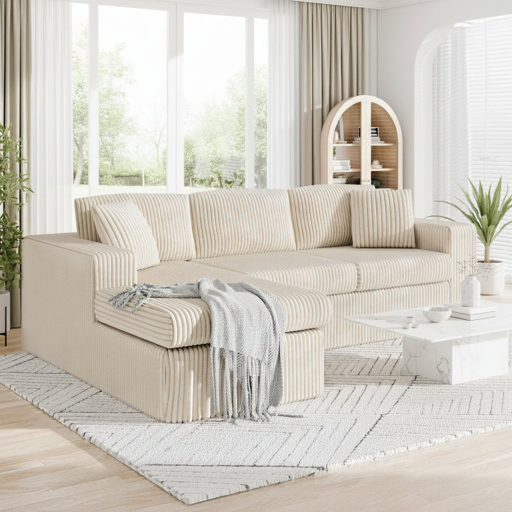 Cloud Modular Sectional Sofa L Shaped Corduroy Deep Seat