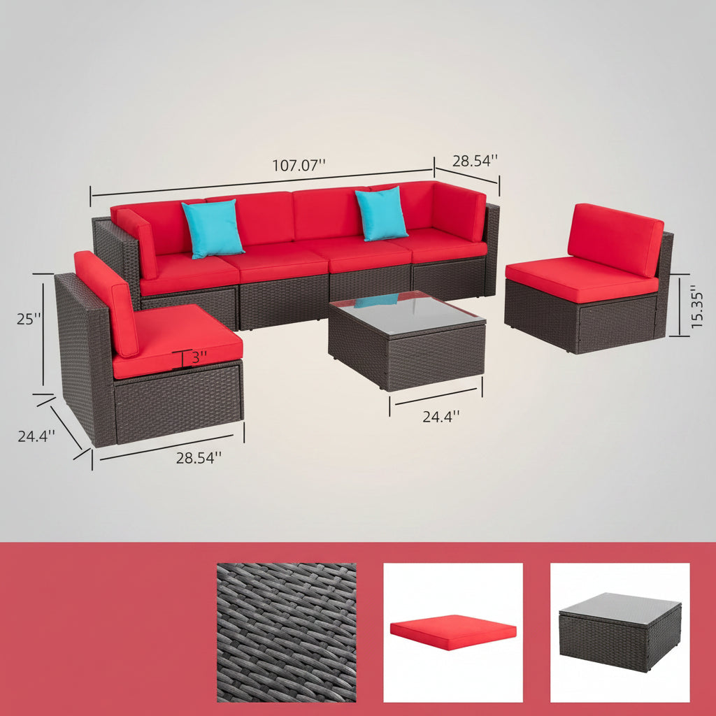 7-Piece Outdoor PE Wicker Sectional Sofa Set
