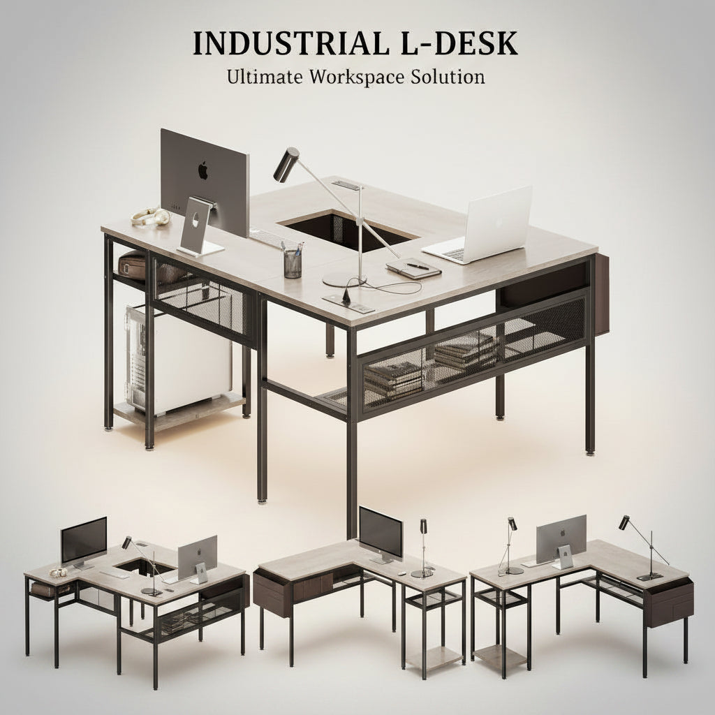 L Shaped Gaming Desk Home Office Fifty Inch Computer Table