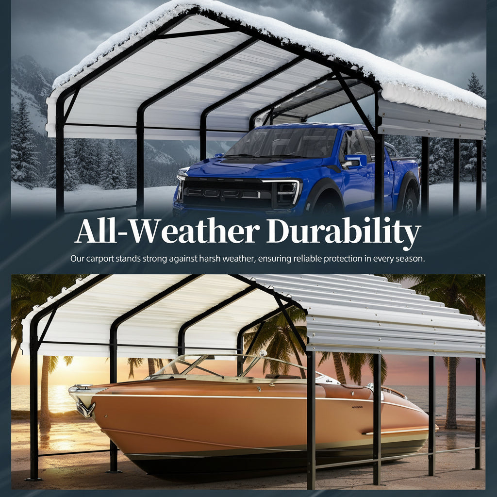 10x20 FT Outdoor Portable Garage Carport Canopy with Heavy-Duty Frame