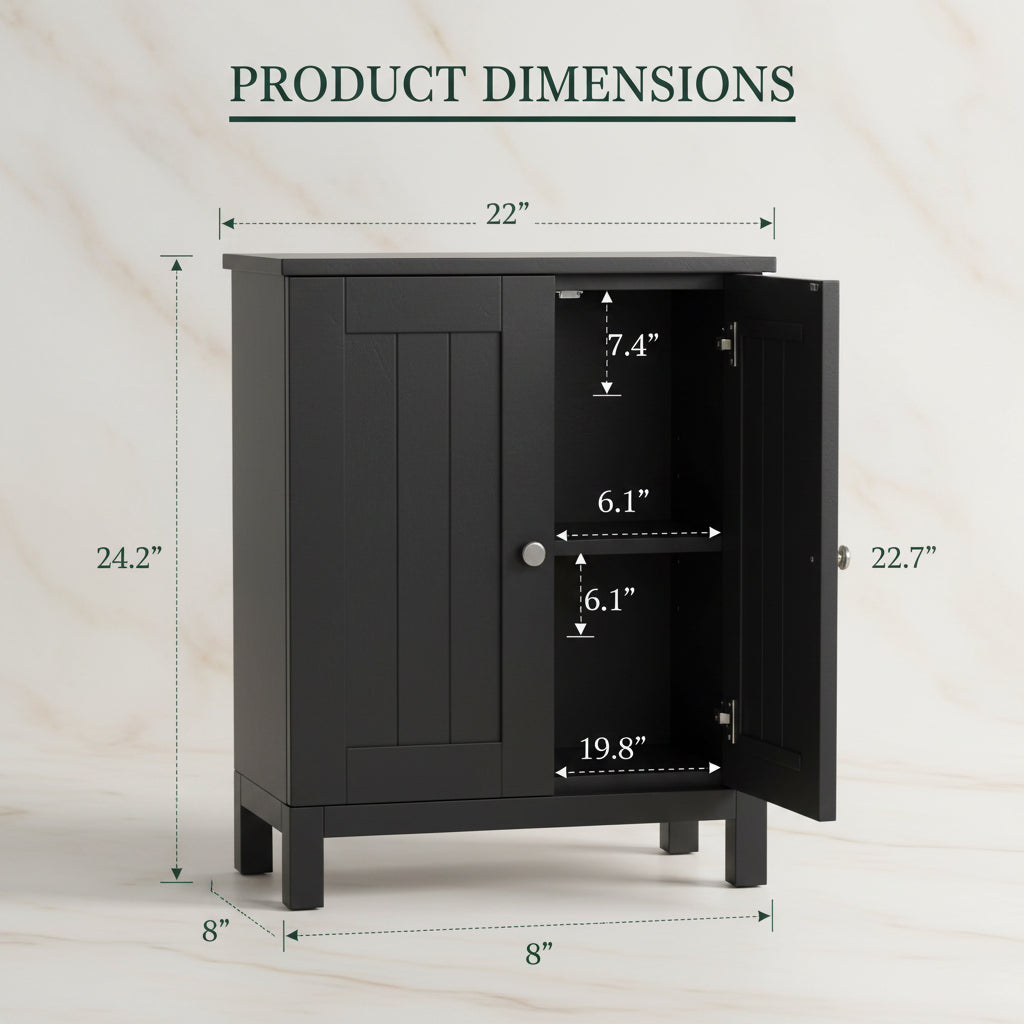 Bathroom Wall-Mounted Cabinet with 2 Doors and Storage Shelves
