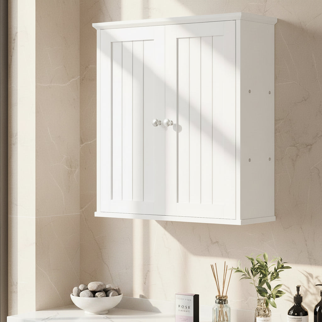 Bathroom Wall Mounted Cabinet Two Door Storage Organizer