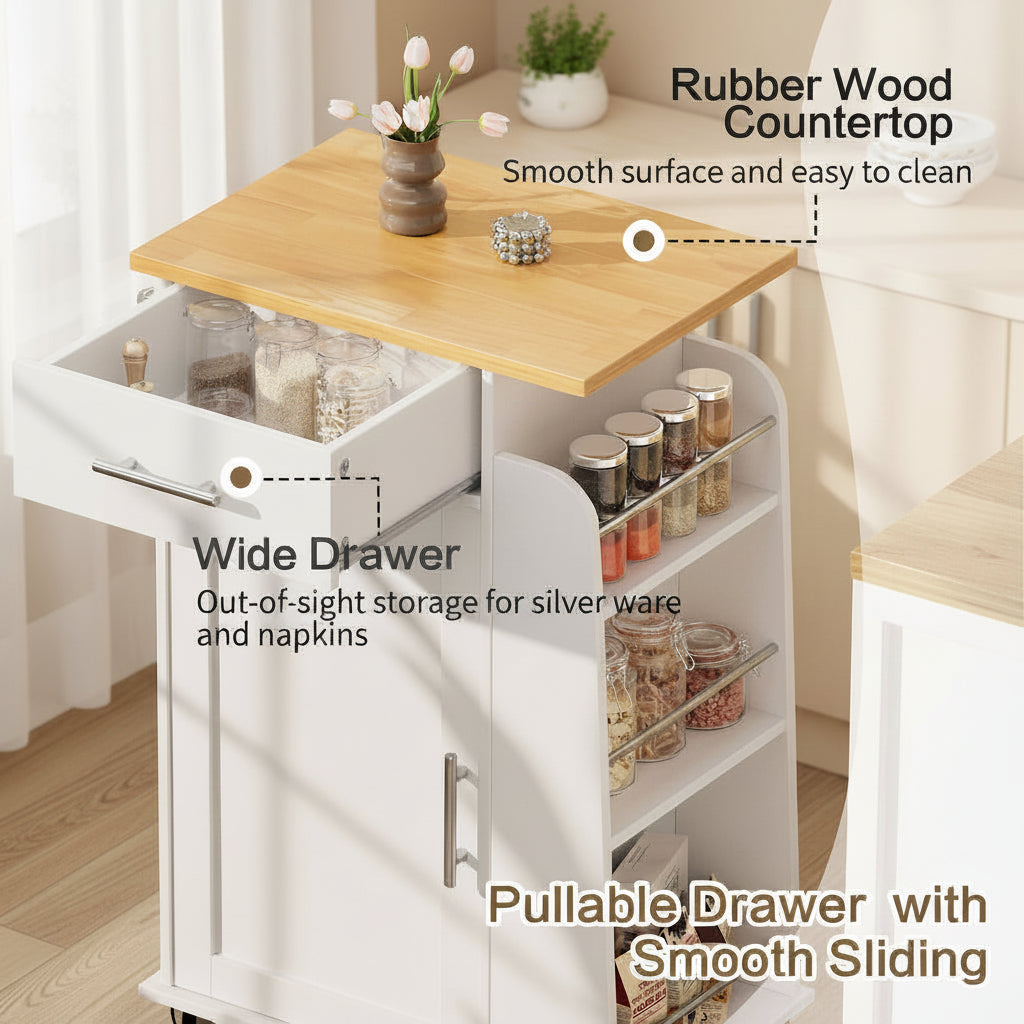 Rolling Kitchen Island Cart Storage Cabinet Mobile Kitchen