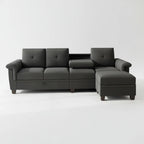 L Shaped Four Seat Sectional Sofa Storage Ottoman Couch