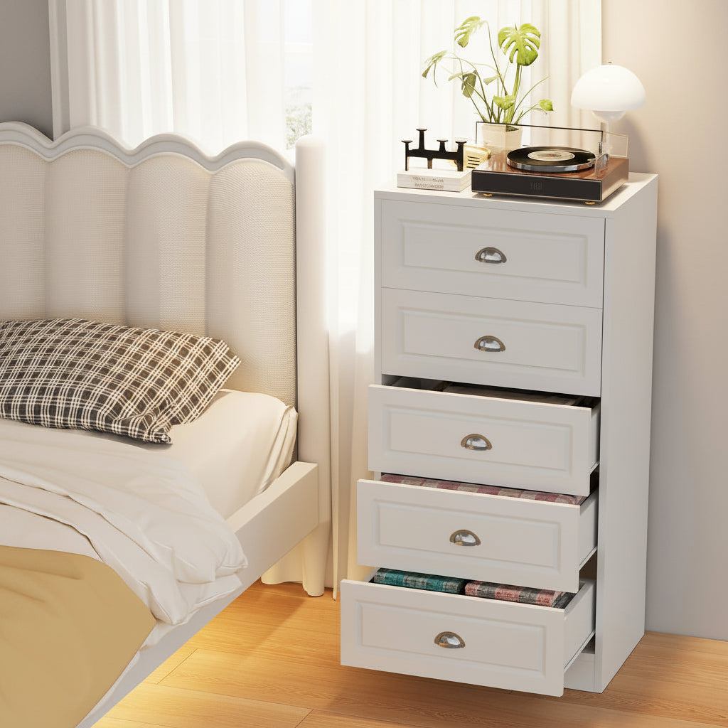 Tall Five Drawer Vertical Dresser Bedroom Storage Cabinet