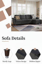 L Shaped Four Seat Sectional Sofa Storage Ottoman Couch