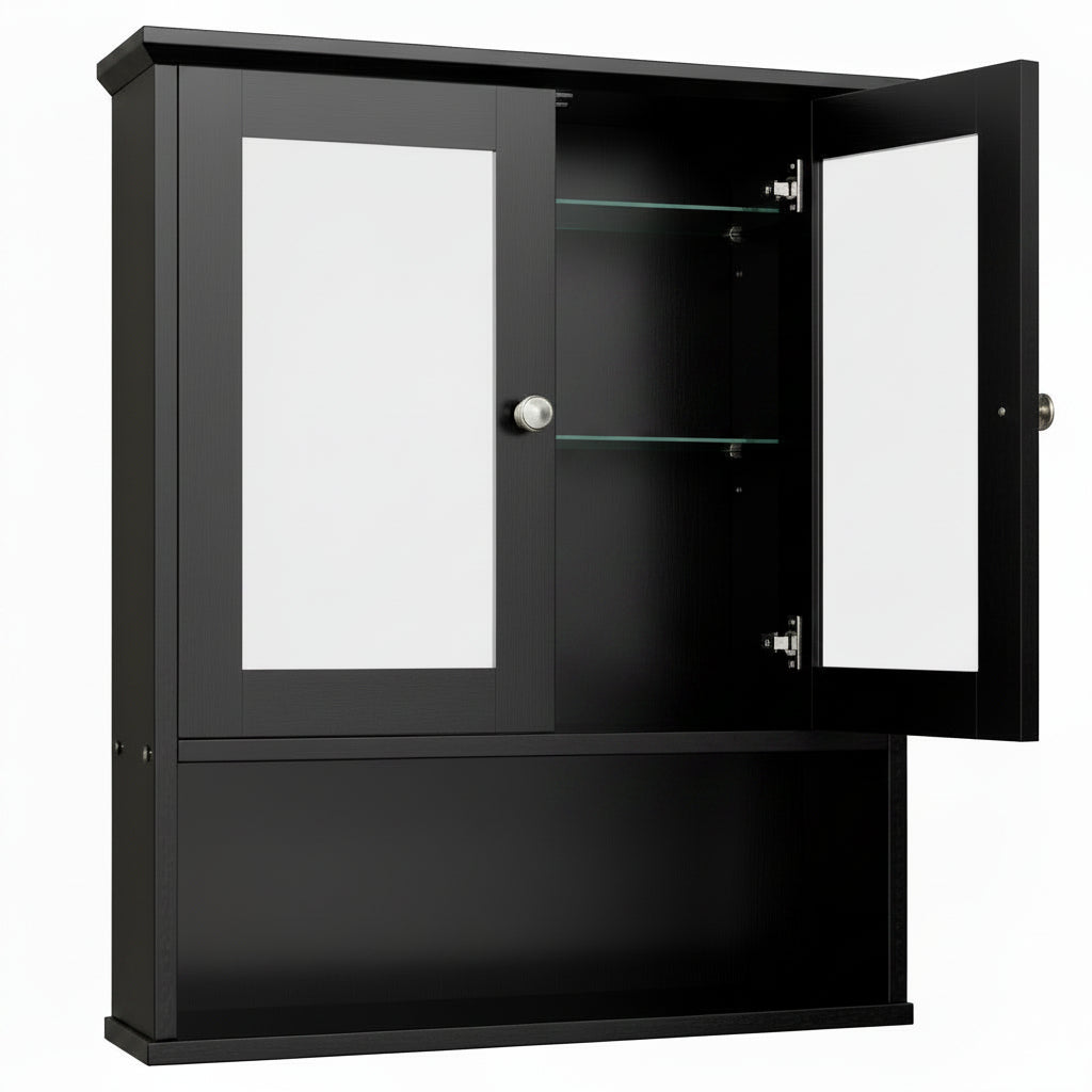 Bathroom Medicine Cabinet Mirror Two Door Storage Cabinet