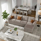 L Shaped Four Seat Sectional Sofa Storage Ottoman Couch