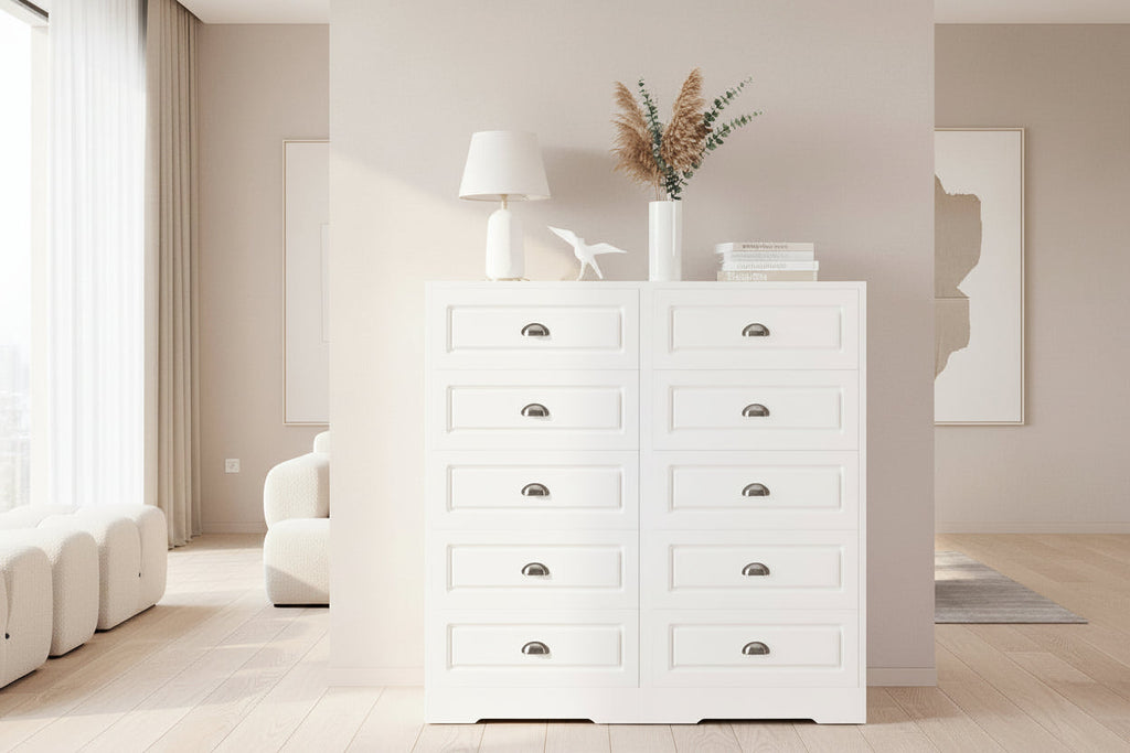 Tall Five Drawer Vertical Dresser Bedroom Storage Cabinet