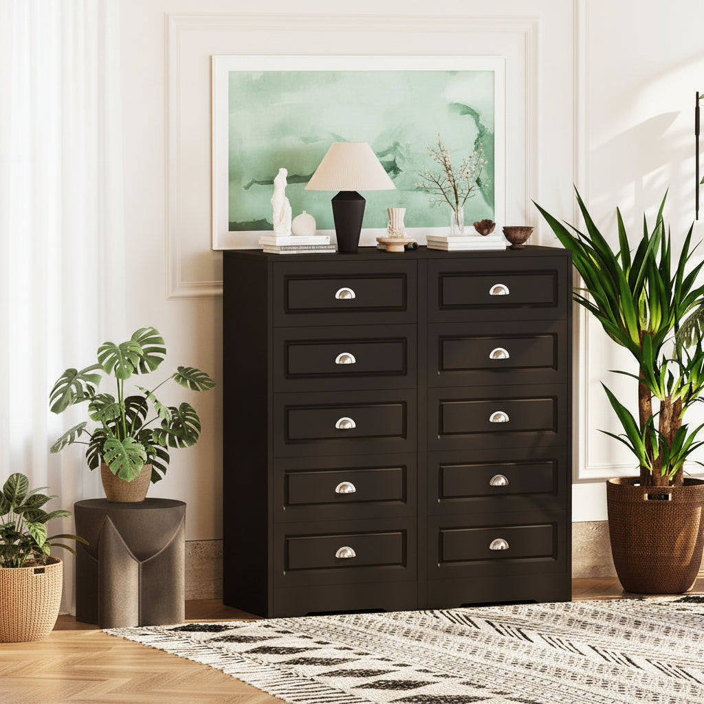 Tall Five Drawer Vertical Dresser Bedroom Storage Cabinet