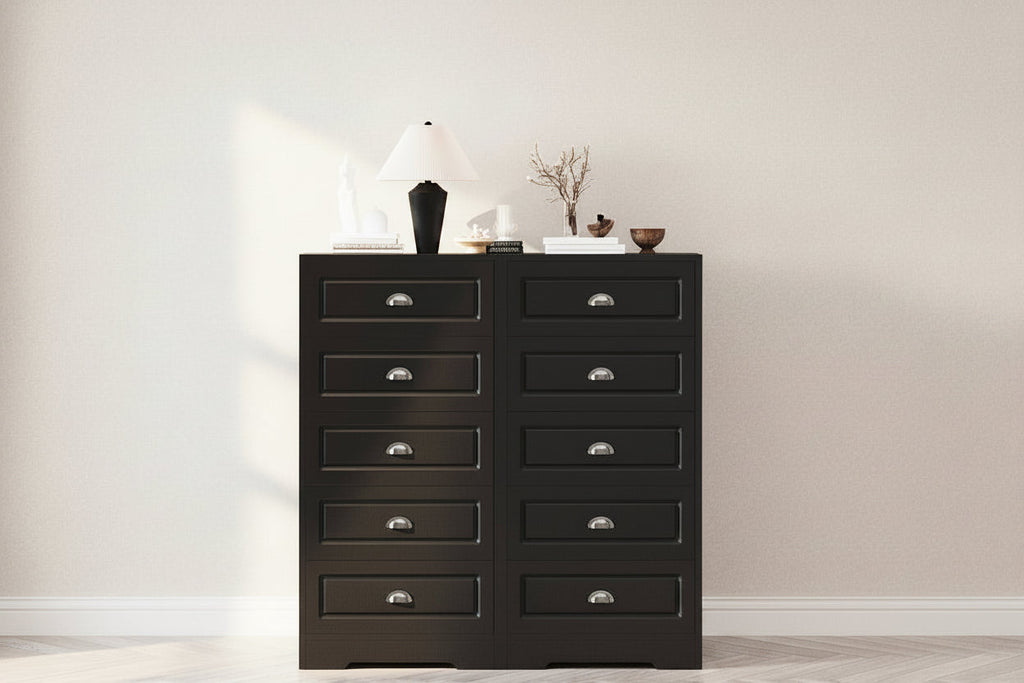 Tall Five Drawer Vertical Dresser Bedroom Storage Cabinet