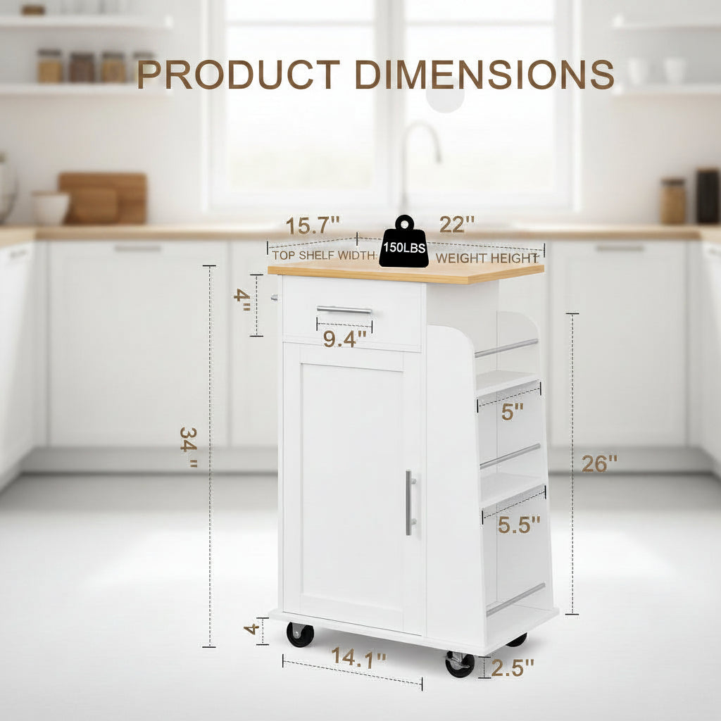 Rolling Kitchen Island Cart Storage Cabinet Mobile Kitchen