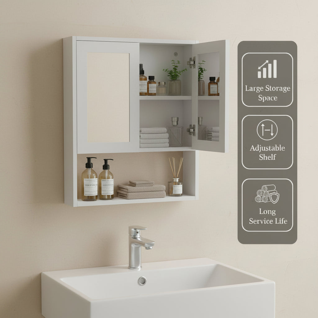 Bathroom Medicine Cabinet Mirror Two Door Storage Cabinet