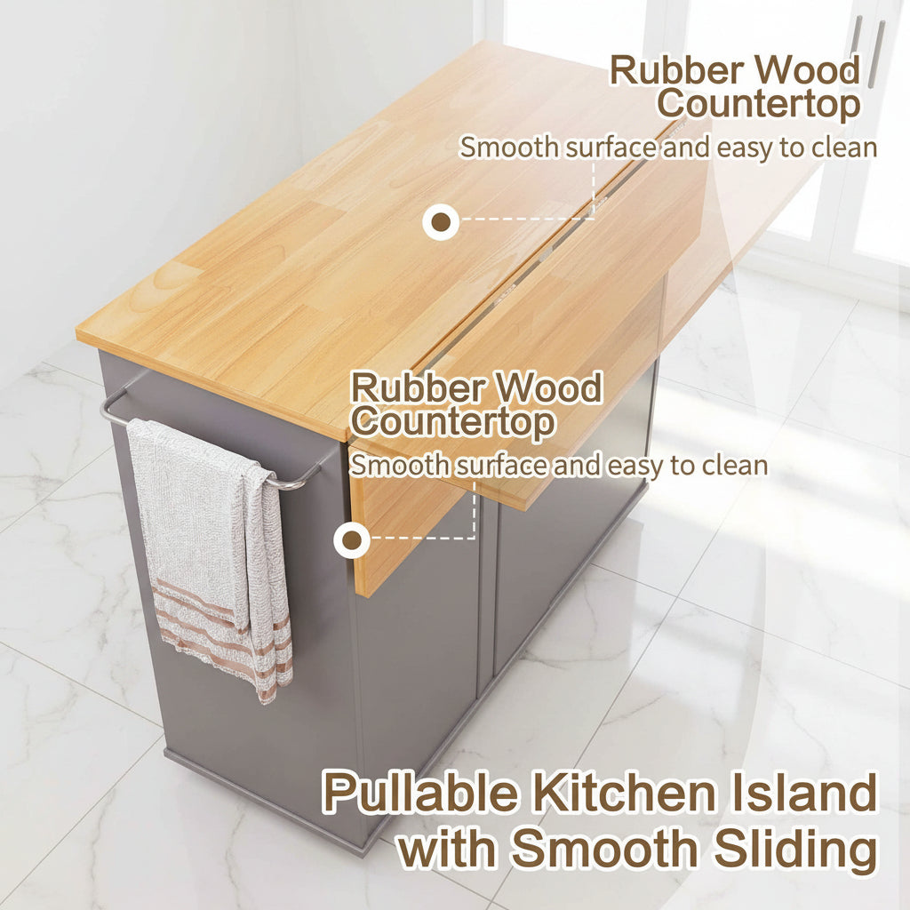39.7" Rolling Kitchen Island Table with Storage