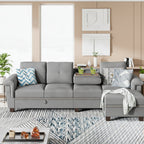 L Shaped Four Seat Sectional Sofa Storage Ottoman Couch