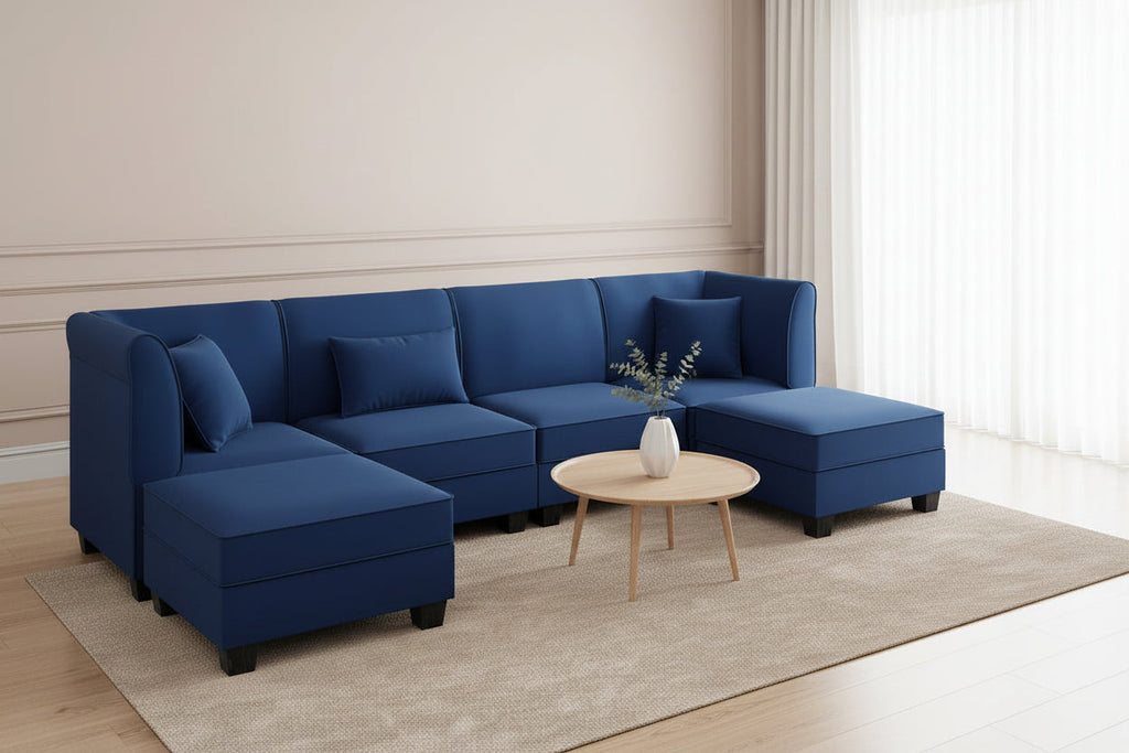 U Shaped Convertible Sectional Sofa Six Seat Living Room