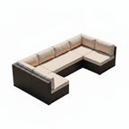 Outdoor PE Wicker Sectional Sofa Set Seven Piece Patio