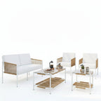 Outdoor Rattan Conversation Set Five Piece Patio Furniture