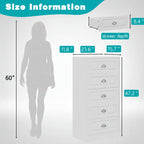 Tall Five Drawer Vertical Dresser Bedroom Storage Cabinet