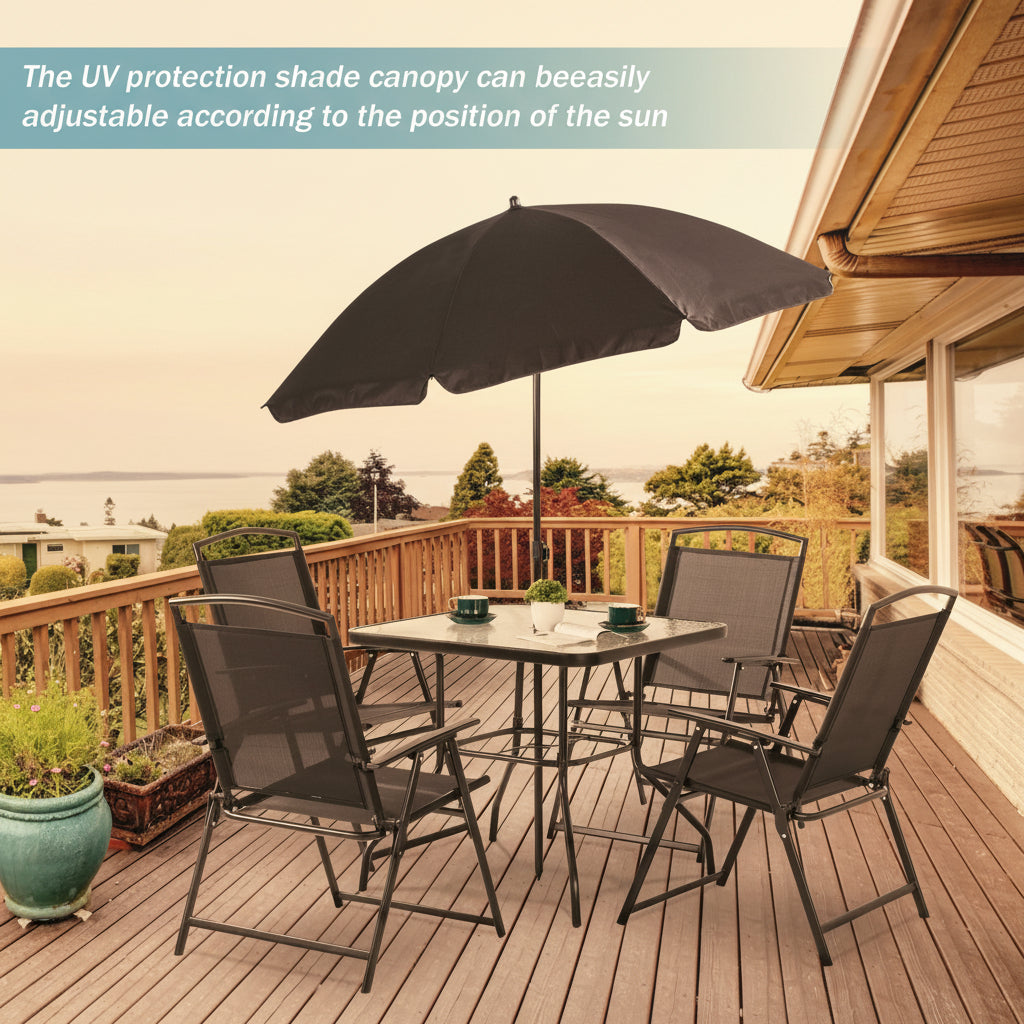 6-Piece Outdoor Folding Dining Set with Umbrella