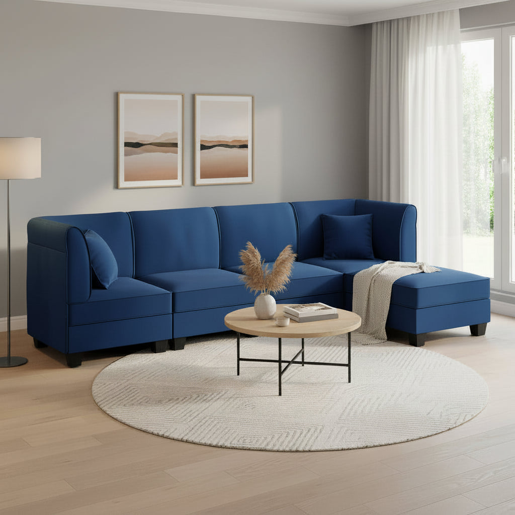 U Shaped Convertible Sectional Sofa Six Seat Living Room