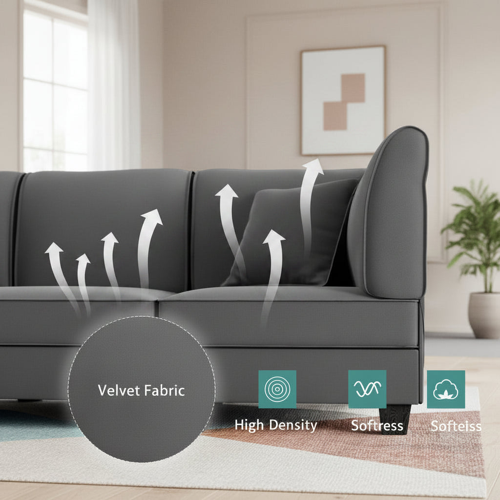 U Shaped Convertible Sectional Sofa Six Seat Living Room