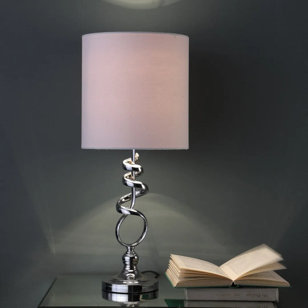 21.5-Inch Milo Abstract Brushed Silver Metal Table Lamp