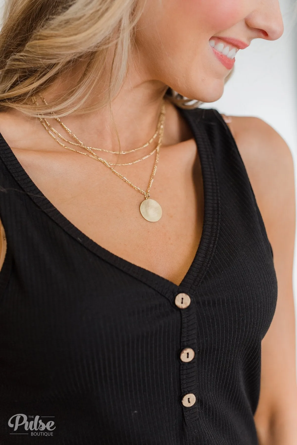 3 Tier Circle Necklace- Gold