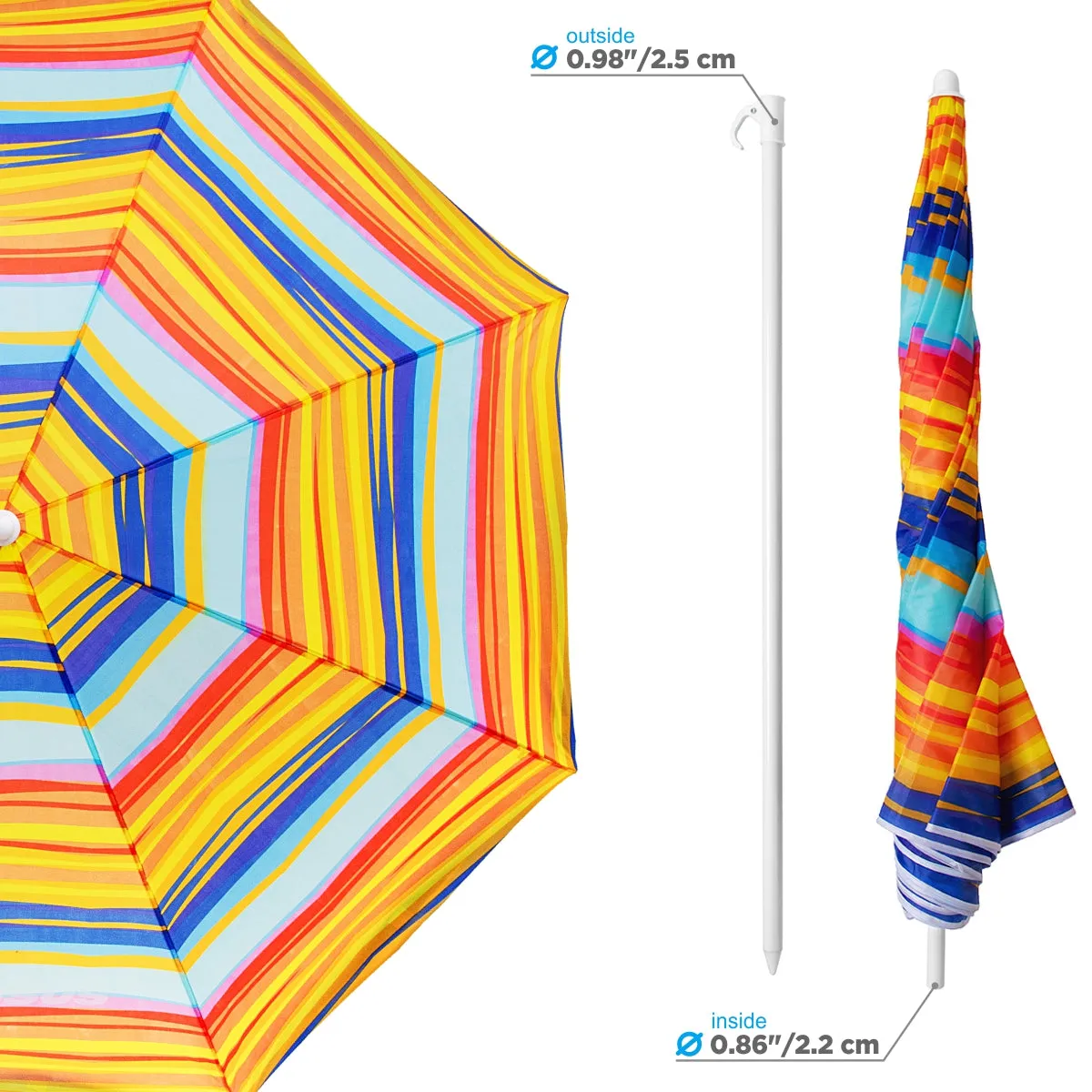 4 ft, 5 ft  Bright Folding Beach Umbrella with Carry Bag