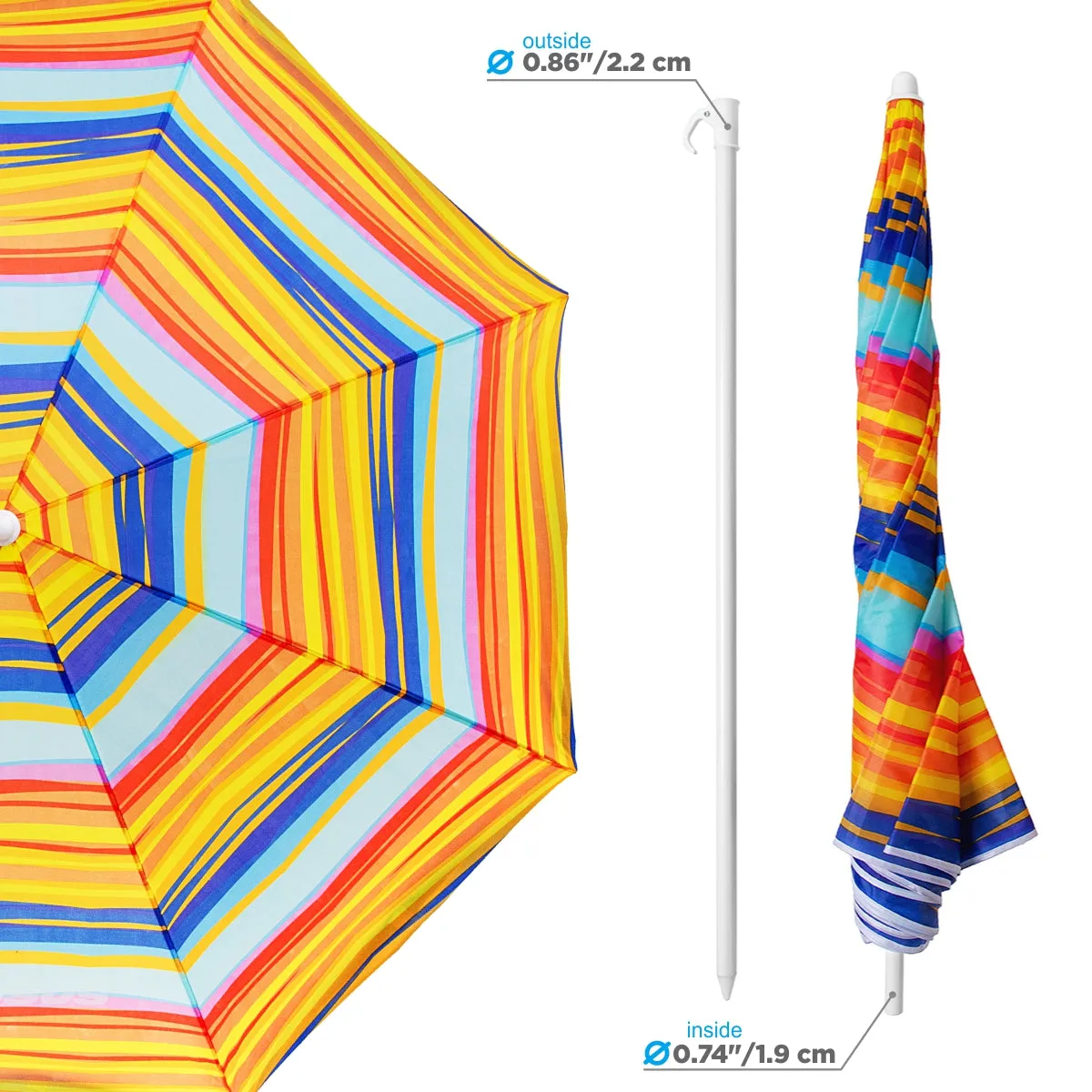 4 ft, 5 ft  Bright Folding Beach Umbrella with Carry Bag